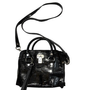 Liz Claiborne Small Shiny Black Patent Leather Purse Y2K Whimsigoth Fairy Grunge